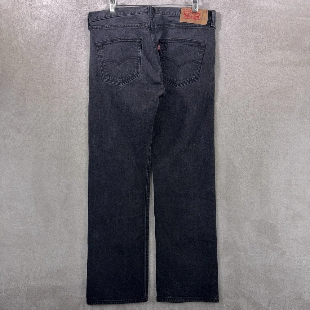 Levi's 501 Jeans Mens 34x28 Black Wash Button Fly Straight Leg Denim Cotton